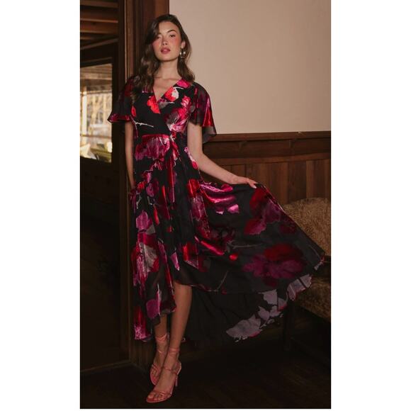 Hutch Nataly Short-Sleeve Wrap Maxi Dress Size XS/SM 2-4 NWOT Feminine Elegant - Picture 1 of 16